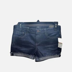 LUCKY BRAND Girls Youth Size 12 Cuffed Cotton Blend Dark Blue Jean Riley Shorts.